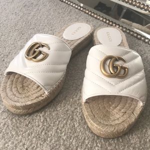 Gucci 36.5 leather espadrille sandal slides